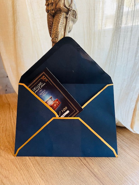 Box Set Limited Edition of the Mystical Tarot of the Saints. Premium gift containing gold edges linen tarot cards, altar cloth, art prints
