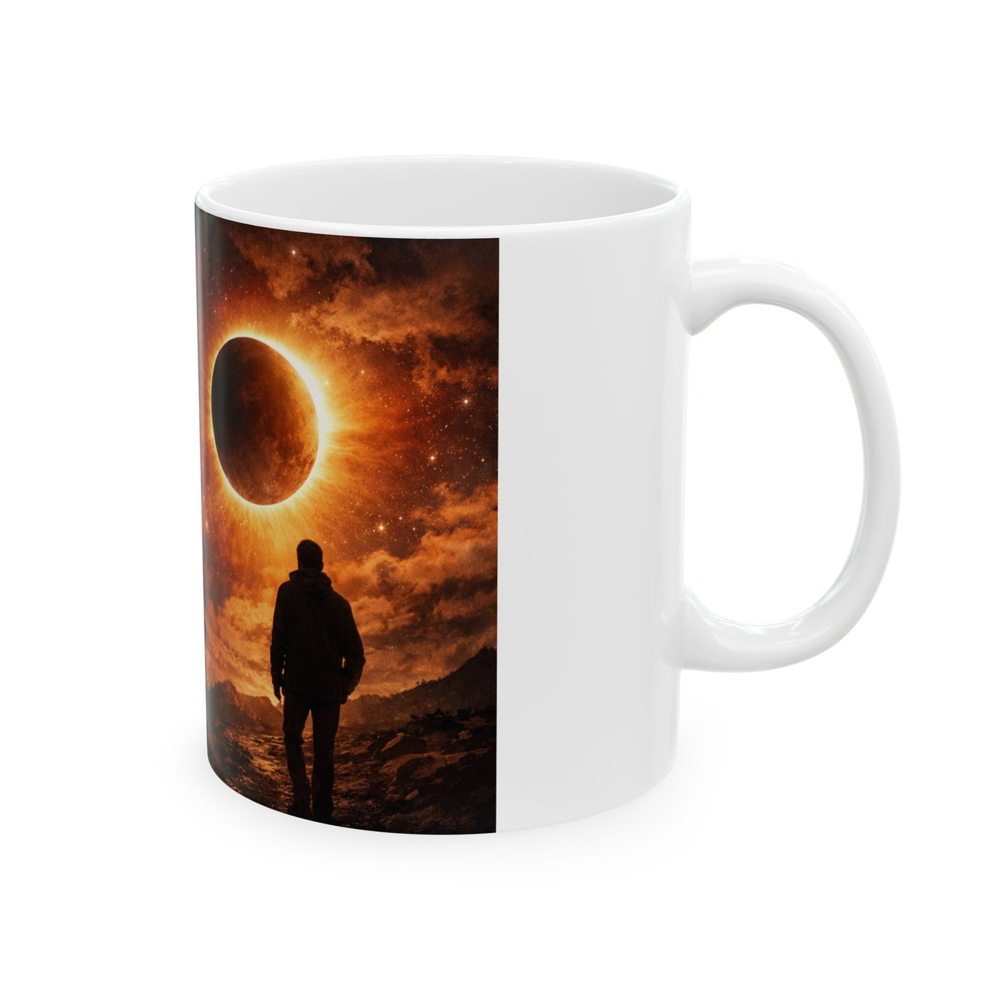 Eclipse Path Ceramic Mug — Solar Eclipse Coffee Cup with Cosmic Nightscape (11oz, 15oz)