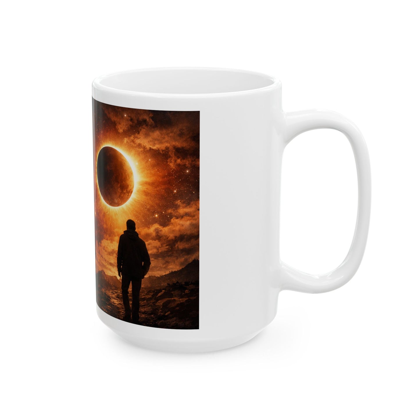 Eclipse Path Ceramic Mug — Solar Eclipse Coffee Cup with Cosmic Nightscape (11oz, 15oz)