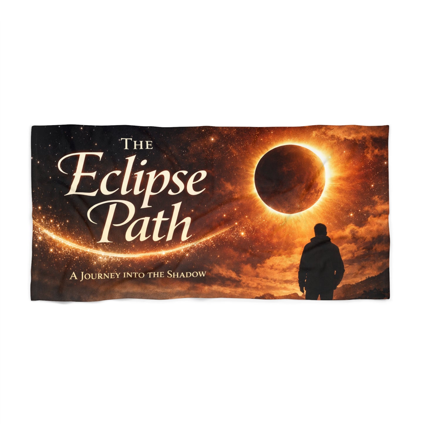 The Eclipse Path Beach Towel — Solar Eclipse Sunset Design, "A Journey into the Shadow"