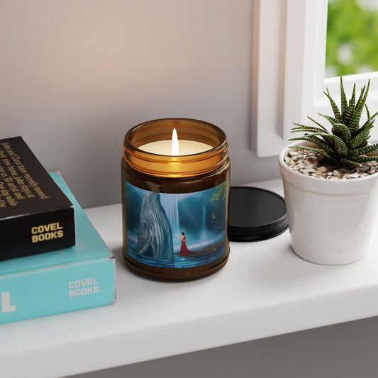 Soy Candle — Mystical Waterfall Scene (Amber Jar, Scented)
