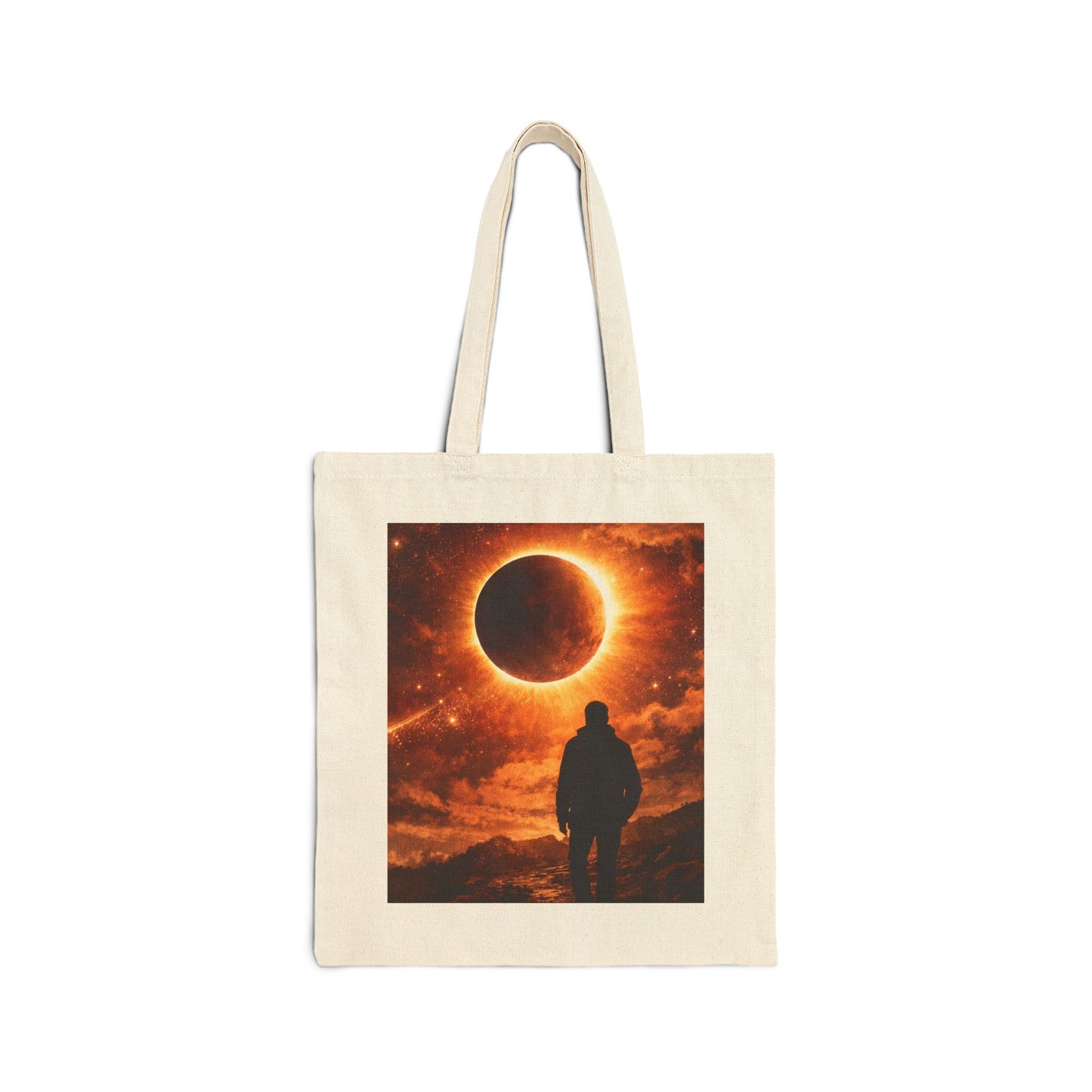 Solar Eclipse Canvas Tote Bag — Cosmic Eclipse Silhouette Beach & Grocery Tote