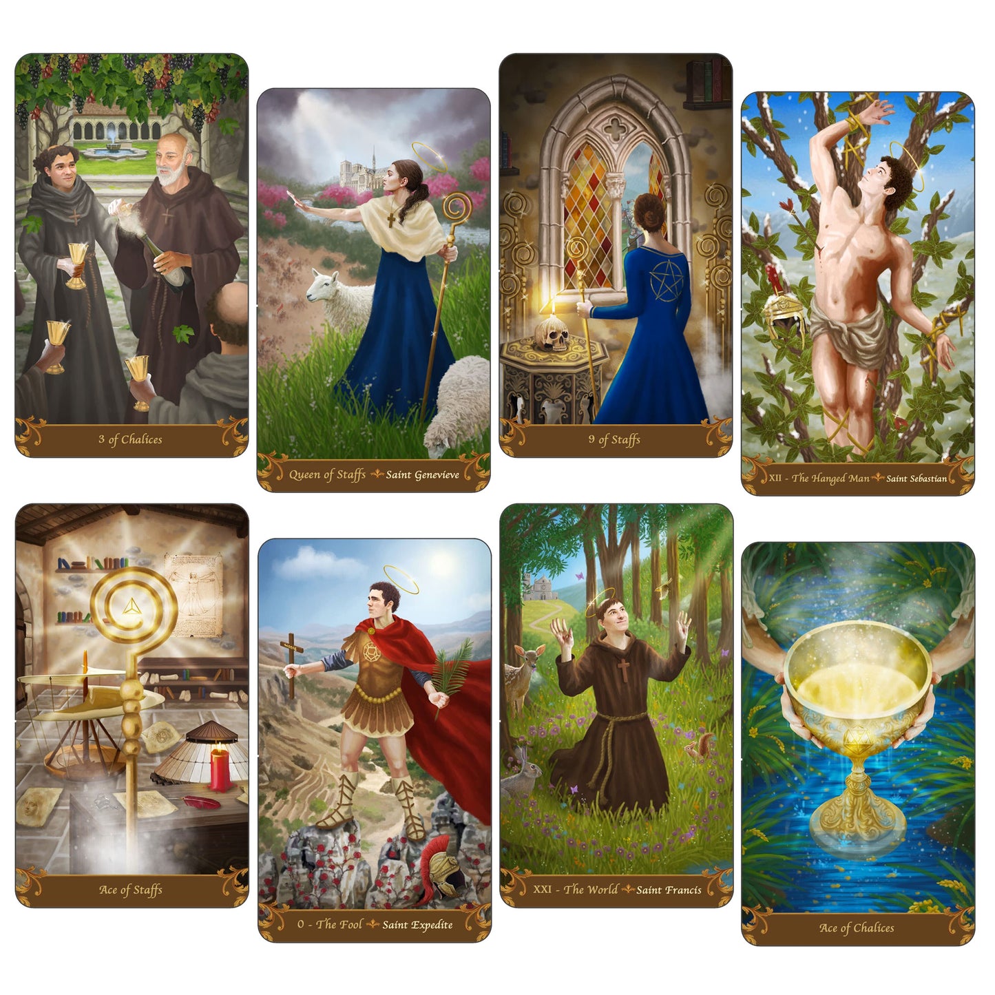 Mystical Tarot of the Saints Tarot Deck, Saints inspired tarot cards, Divination tool inspired by mystics and christian saints, Oracle cards