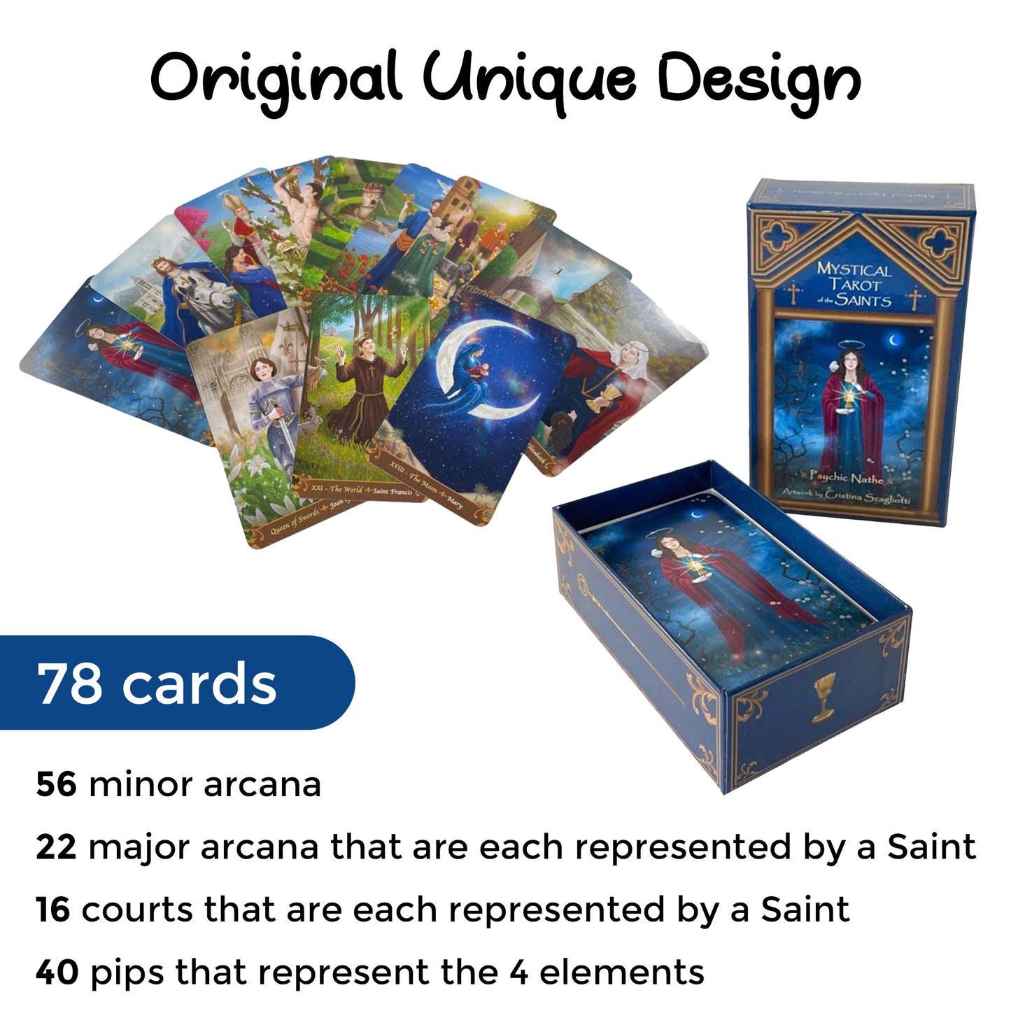 Mystical Tarot of the Saints Tarot Deck, Saints inspired tarot cards, Divination tool inspired by mystics and christian saints, Oracle cards