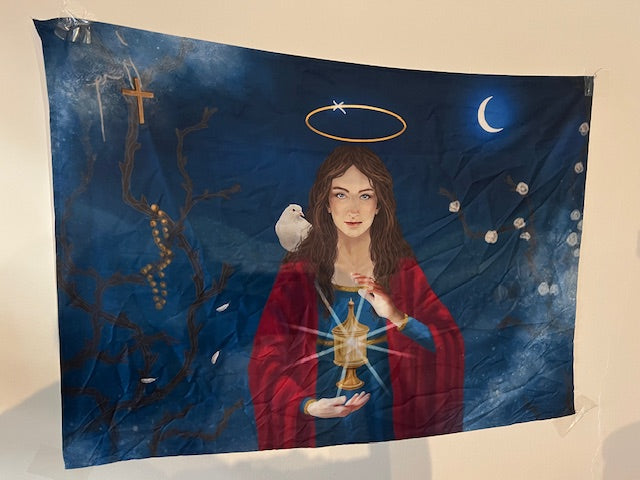 Box Set Limited Edition of the Mystical Tarot of the Saints. Premium gift containing  gold edges linen tarot cards, altar cloth, art prints